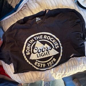 Coors Light Black Graphic Crop T-Shirt